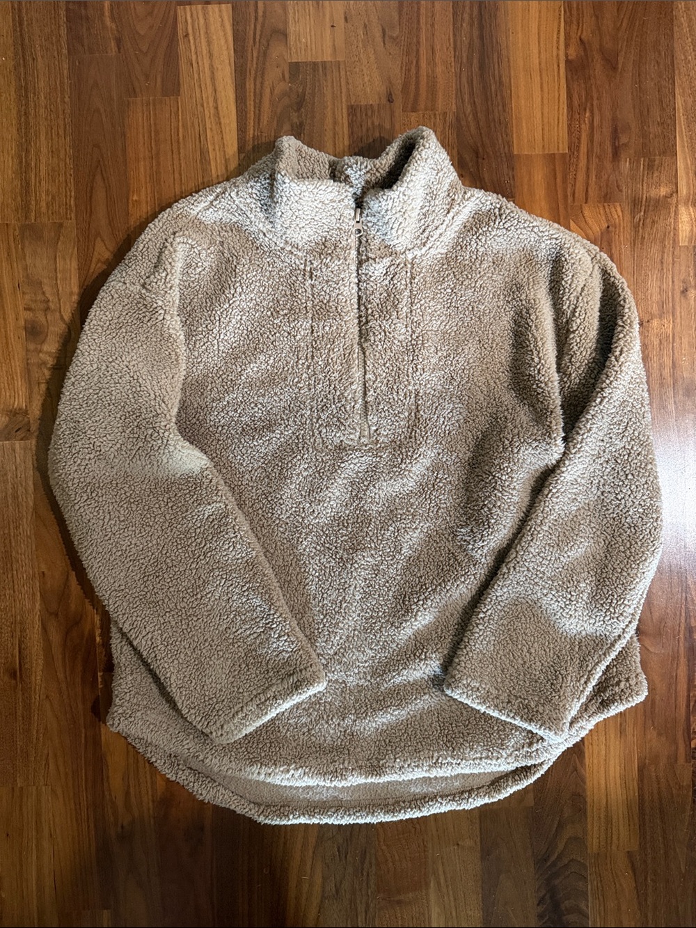 Women’s Cozy Quarter-Zip Sherpa Pullover - Taupe